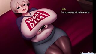 Watch my girlfriend Uzaki suck my hard cock like a popsicle in this steamy anime hentai game!