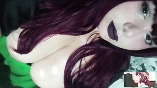 Hotwife with perfect natural big tits gets aroused watching Nagachichi Nagai-san's Hentai game