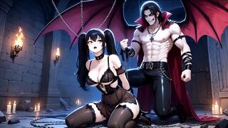 Part 1 of Dark BDSM Hentai Fantasy Ecchi: A Sexy anime girl gets her giant tits and hentai costume destroyed in a hardcore