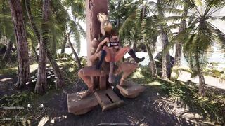 Lara Croft explores island with her ass & pussy in a steamy 3D hentai game