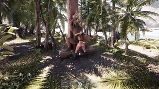 I sat on a statue's stone dick & let him fill me with cum in 3D Hentai game