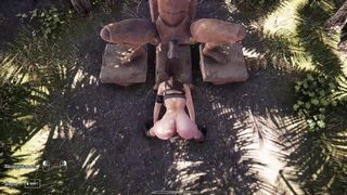 I sat on a statue's stone dick & let him fill me with cum in 3D Hentai game