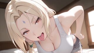 Cute stepmom in a cosplay gets a sneak peek at her stepson's massive member and can't resist