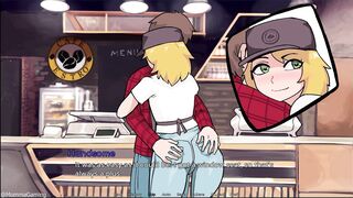 Hazelnut Latte gets her tits and cock on display in this steamy anime sex game!