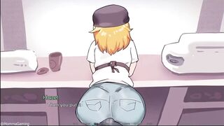 Hazelnut Latte gets her tits and cock on display in this steamy anime sex game!