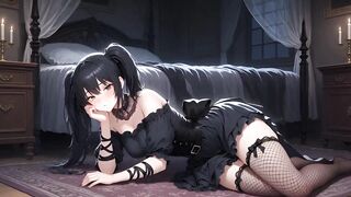 Gothic Girl in her sexy outfit goes wild in Part 1 of her anime-inspired hentai adventure