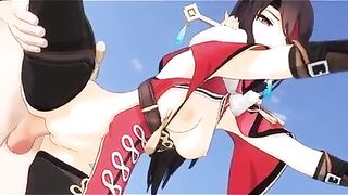 Compilation of Genshin Impact Beidou Hentai anime action with sexy girls