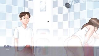Stepson eats stepmom's pussy in the bathroom sink - 3D Hentai game with busty hentai action!