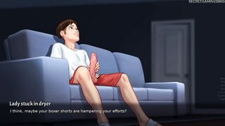 Stepson eats stepmom's pussy in the bathroom sink - 3D Hentai game with busty hentai action!