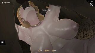 Slutty blonde babe gets her cunt stretched by an entire gang in Arrival of the Goddess hentai game