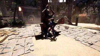 Lara Rhythmously pleasures the Secret Ancient Statue with her giant tits & cumshot in 3D Hentai Game