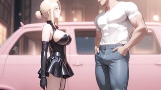 Busty Sylvia van Hossen gets caught by a guy with a massive cock and takes it in the ass like a pro! Hentai cos