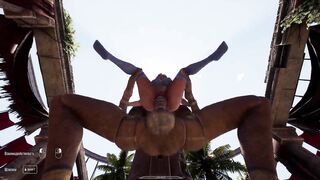 An Ancientstatueuddenlyawakens and passionately takes Lara from behind in a 3D hentai game