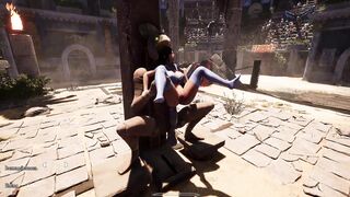 Lara's big boobs bounce as she gets dominated in a 3D hentai game by an Ancient Secret Statue