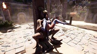 Lara's big boobs bounce as she gets dominated in a 3D hentai game by an Ancient Secret Statue