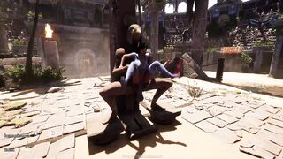 Lara's big boobs bounce as she gets dominated in a 3D hentai game by an Ancient Secret Statue