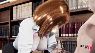 Watch Hentai anime with Uraraka cosplaying as a hero and stroking and sucking on Bakugou's big cock - Japanese Asian Manga - 2 image