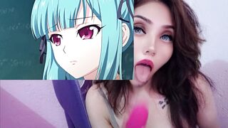 Cute young man with huge natural tits bangs his teacher at school in sexy lingerie - 1 image