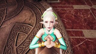 Princess Ephildis Agraliel 3D Animation - Big Dick Handjob and Foot Fetish in Stockings