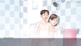 Stepmom from Summertime Saga 37 enjoys a hardcore 3D hentai game with big cocks - PC game!
