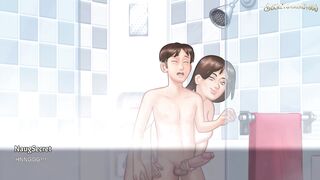 Stepmom from Summertime Saga 37 enjoys a hardcore 3D hentai game with big cocks - PC game!