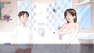 Stepmom from Summertime Saga 37 enjoys a hardcore 3D hentai game with big cocks - PC game!