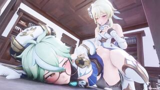 PinkSama & Genshin Impact Sucrose & Lumine's Pink Night in Mondstadt Part 2 - Animation Hentai R34