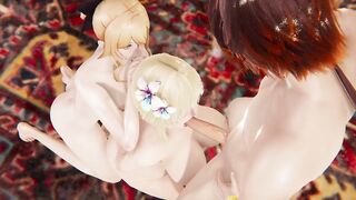 Genshin Impact Hentai - Jean helps with a cum-hungry blowjob from Lumine in uncensored Japanese Asian Anime Cartoon Game