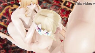 Genshin Impact Hentai - Jean helps with a cum-hungry blowjob from Lumine in uncensored Japanese Asian Anime Cartoon Game