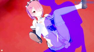 Re:Zero Hentai: Big boobs teen gets intense sex with a ram and a rem.