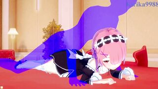 Re:Zero Hentai: Big boobs teen gets intense sex with a ram and a rem.