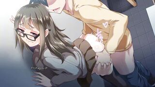 Misaki, the naughty dorm manager, caught peeping on her game - hentai game with animation