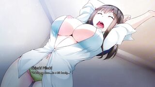 Misaki, the naughty dorm manager, caught peeping on her game - hentai game with animation
