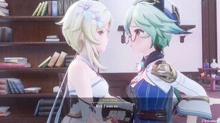 PinkSama, Genshin Impact & Lumine get naughty in Mondstadt - Part 1 - Yuri, hentai animation - 4 image