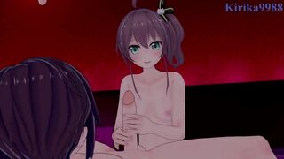 Aki Rosenthal and Natsuiro Matsuri get nasty with my dick in a hotel room - 10 image