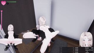 Sexy anime babe gets naughty in public & masturbates in 3D robot game