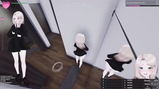 Sexy anime babe gets naughty in public & masturbates in 3D robot game