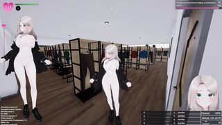 Sexy anime babe gets naughty in public & masturbates in 3D robot game