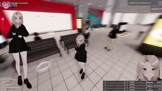Sexy anime babe gets naughty in public & masturbates in 3D robot game