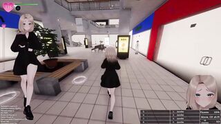 Sexy anime babe gets naughty in public & masturbates in 3D robot game