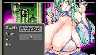 Busty hentai sex animation: Touhou Sana Pixel's hentai game with a sexy girl