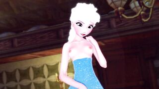 Elsa, the Frozen Princess, gets off with her nude body in a steamy hentai