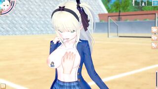 [Eroge Koikatsu! ] Blonde huge breasts bullish jk "Yuzu (Ori Chara)" boobs rubbed H! [Hentai game] - 2 image
