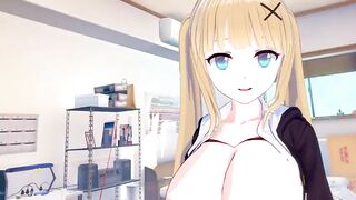 [Eroge Koikatsu! VR version] Cute and gentle blonde big breasts gal JK Eleanor (Orichara) is rubbed with her boobs 3DCG anime video - 6 image