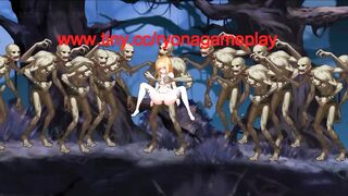 Pretty blonde girl hentai having sex with monsters men and soldier in Necromancy Emily's Escape act hentai sex game - 2 image