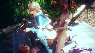 Frozen Hentai - Elsa & Anna fucked and fingering Threesome - Anime Manga Japanese Disnery Porn - 1 image