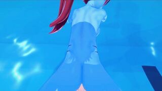 The mermaid Undyne gets POV fucked in the pool, creampie - Undertale Hentai. - 10 image