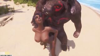 Minotaur inseminates three beauties | Big Cock Monster | 3D Porn Wild Life - 4 image
