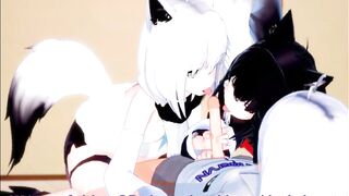 Getting Gangbang by Both Fubuki and Kuro at The Church Subbed [Hololive Hentai] - 2 image