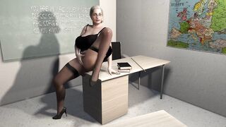 Teacher fingering her pussy in front of her Student: 3D Porn - 5 image